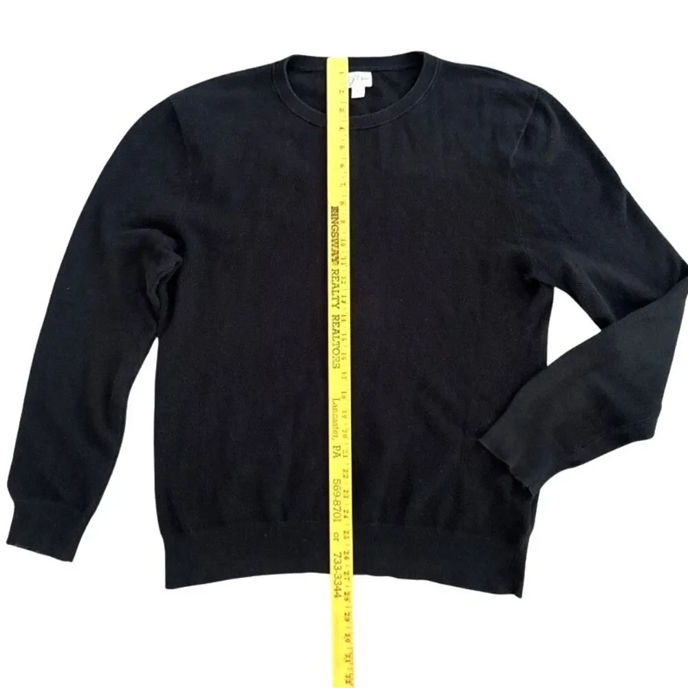 Knit for J Crew Waffle Knit Crew Neck Mens Sz L Black Cotton Textured Pullover